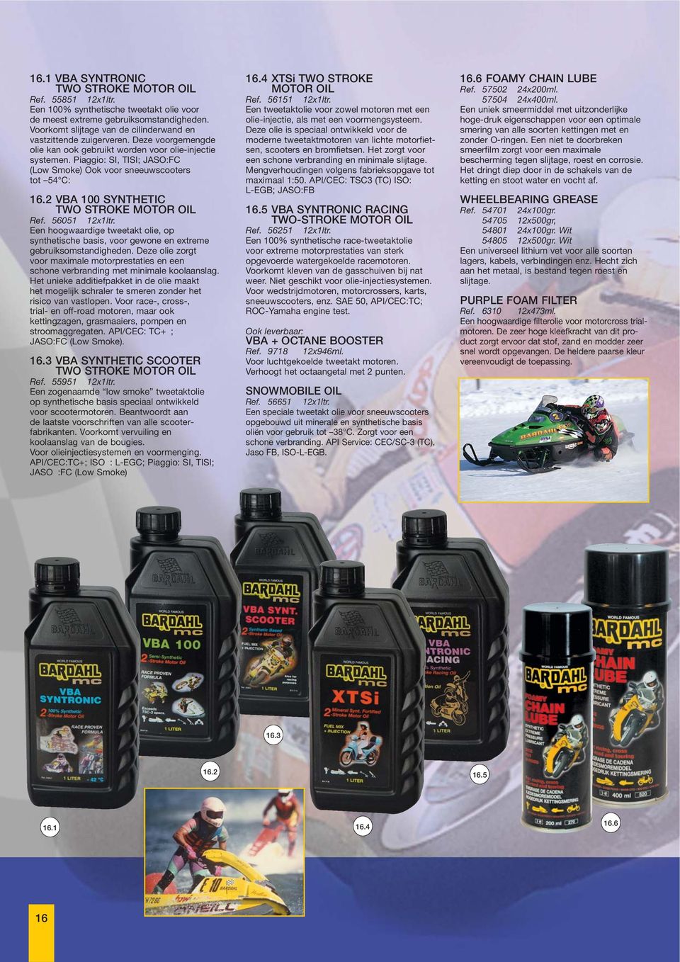 Piaggio: SI, TISI; JASO:FC (Low Smoke) Ook voor sneeuwscooters tot 54 C: 16.2 VBA 100 SYNTHETIC TWO STROKE MOTOR OIL Ref. 56051 12x1ltr.