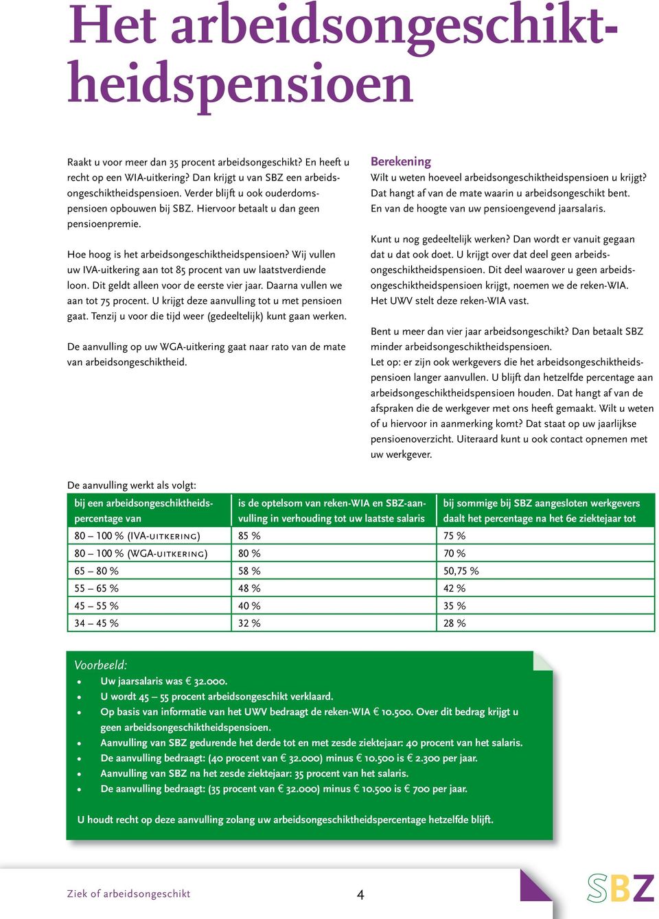 Wij vullen uw IVA-uitkering aan tot 85 procent van uw laatstverdiende loon. Dit geldt alleen voor de eerste vier jaar. Daarna vullen we aan tot 75 procent.