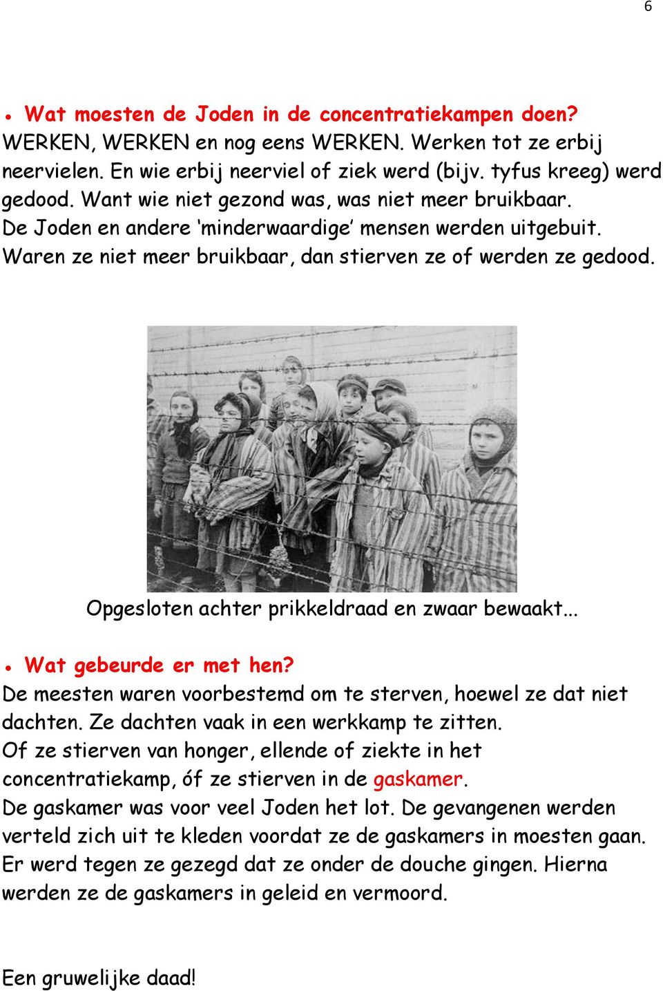 Opgesloten achter prikkeldraad en zwaar bewaakt... Wat gebeurde er met hen? De meesten waren voorbestemd om te sterven, hoewel ze dat niet dachten. Ze dachten vaak in een werkkamp te zitten.