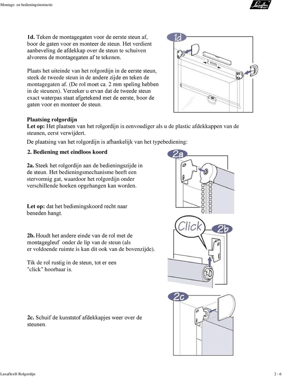 Montage- en bedieningsinstructie voor Luxaflex Rolgordijn - PDF Free  Download