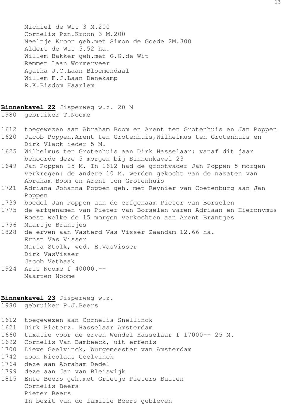 Noome 1612 toegewezen aan Abraham Boom en Arent ten Grotenhuis en Jan Poppen 1620 Jacob Poppen,Arent ten Grotenhuis,Wilhelmus ten Grotenhuis en Dirk Vlack ieder 5 M.