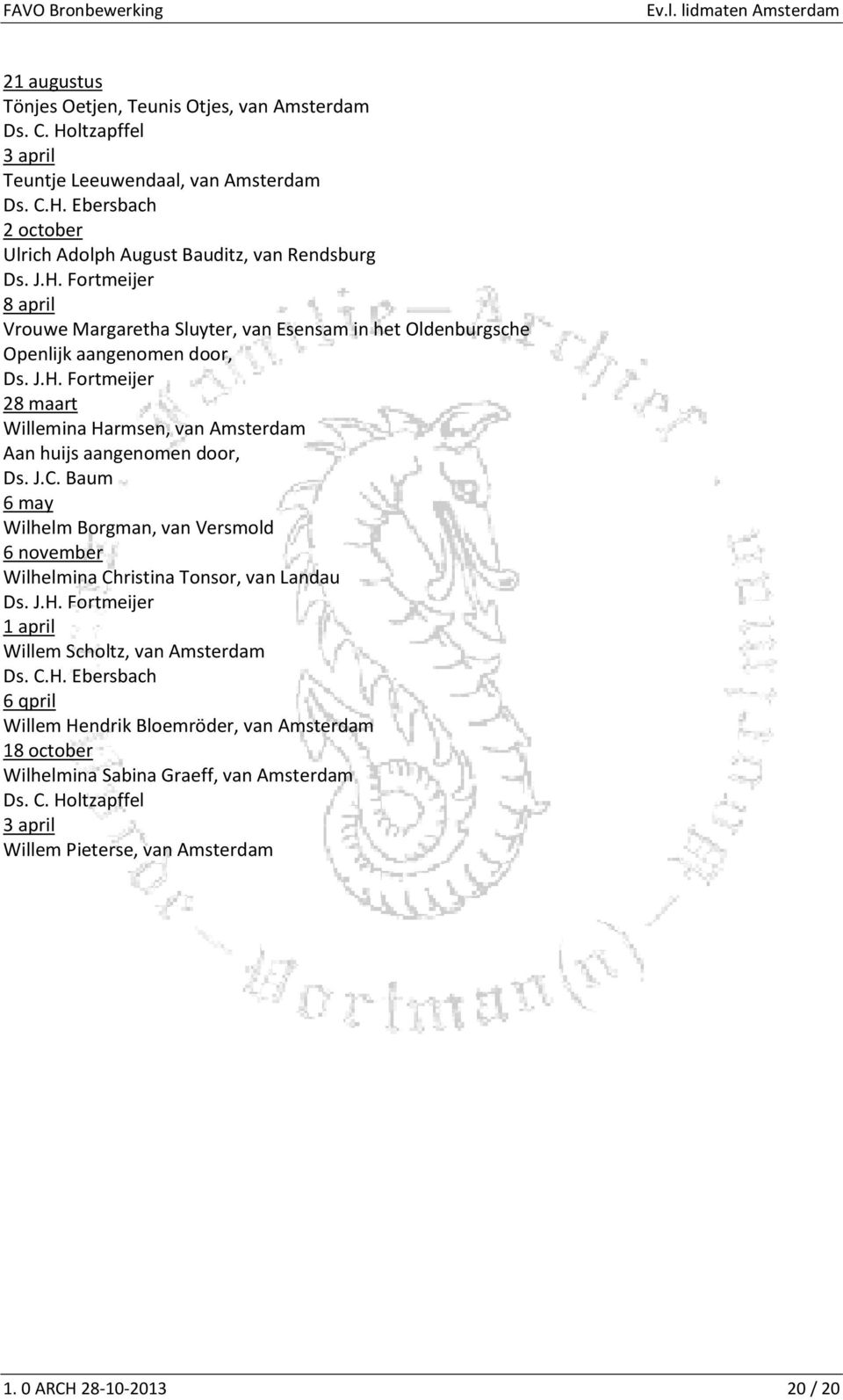 Borgman, van Versmold 6 november Wilhelmina Christina Tonsor, van Landau 1 april Willem Scholtz, van Amsterdam 6 qpril Willem Hendrik