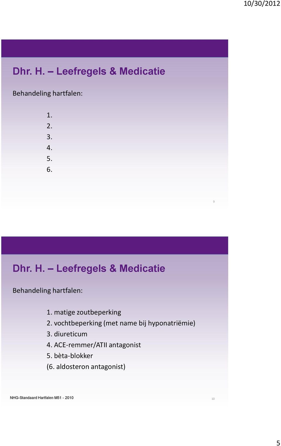 ACE-remmer/ATII antagonist 5. bèta-blokker (6.