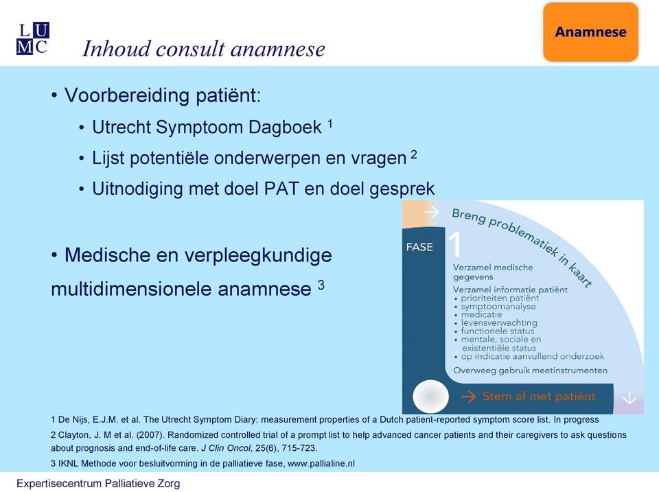 The Utrecht Symptom Diary: measurement properties of a Dutch patient-reported symptom score list. In progress 2 Clayton, J. M et al. (2007).