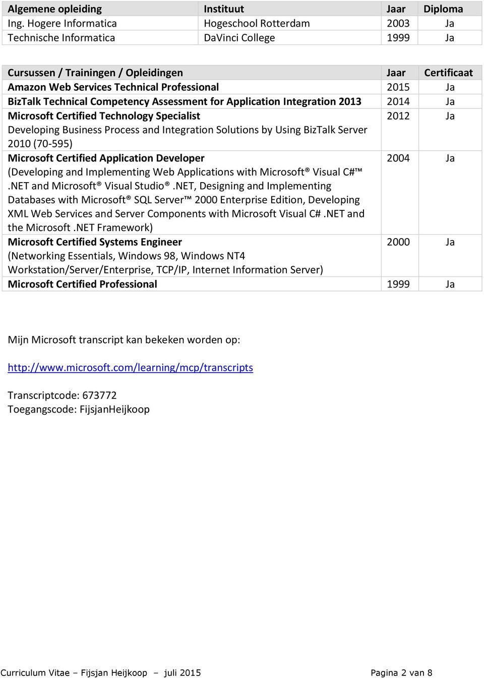 BizTalk Technical Competency Assessment for Application Integration 2013 2014 Ja Microsoft Certified Technology Specialist 2012 Ja Developing Business Process and Integration Solutions by Using