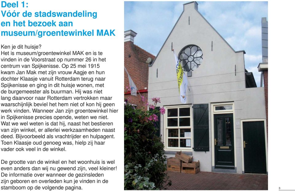 Op 25 mei 1915 kwam Jan Mak met zijn vrouw Aagje en hun dochter Klaasje vanuit Rotterdam terug naar Spijkenisse en ging in dit huisje wonen, met de burgemeester als buurman.