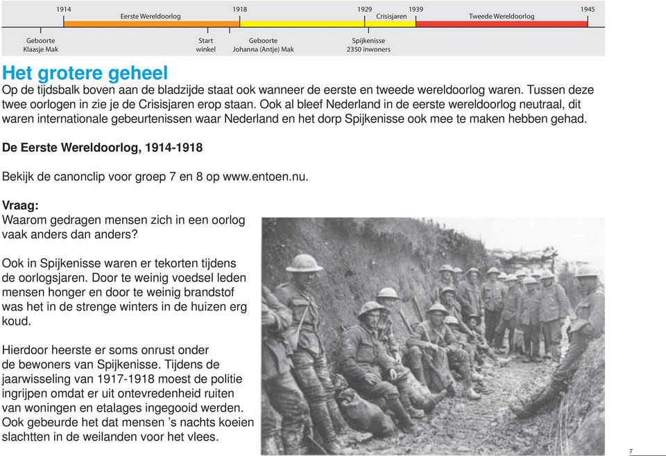 Ook al bleef Nederland in de eerste wereldoorlog neutraal, dit waren internationale gebeurtenissen waar Nederland en het dorp Spijkenisse ook mee te maken hebben gehad.