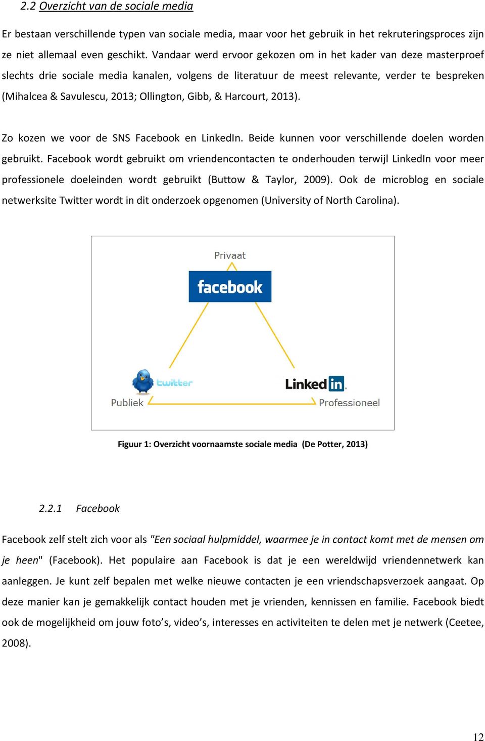 Ollington, Gibb, & Harcourt, 2013). Zo kozen we voor de SNS Facebook en LinkedIn. Beide kunnen voor verschillende doelen worden gebruikt.