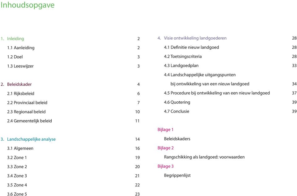 3 Regionaal beleid 10 bij ontwikkeling van een nieuw landgoed 34 4.5 Procedure bij ontwikkeling van een nieuw landgoed 37 4.6 Quotering 39 4.7 Conclusie 39 2.