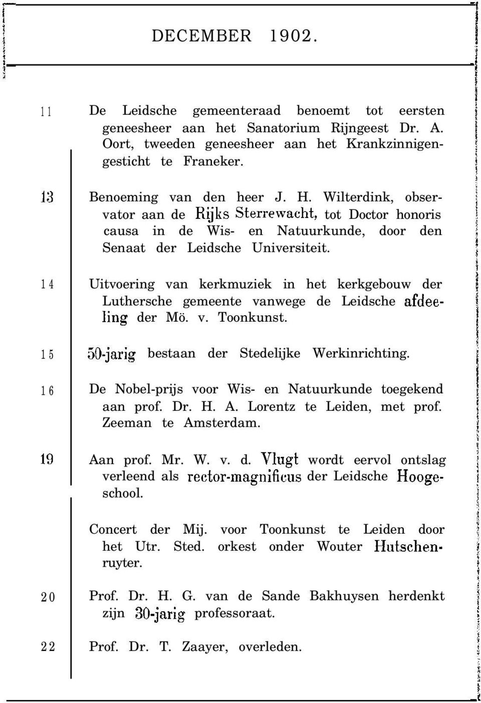 Uitvoering van kerkmuziek in het kerkgebouw der Luthersche gemeente vanwege de Leidsche afdeeling der Mö. v. Toonkunst. 50-jarig bestaan der Stedelijke Werkinrichting.