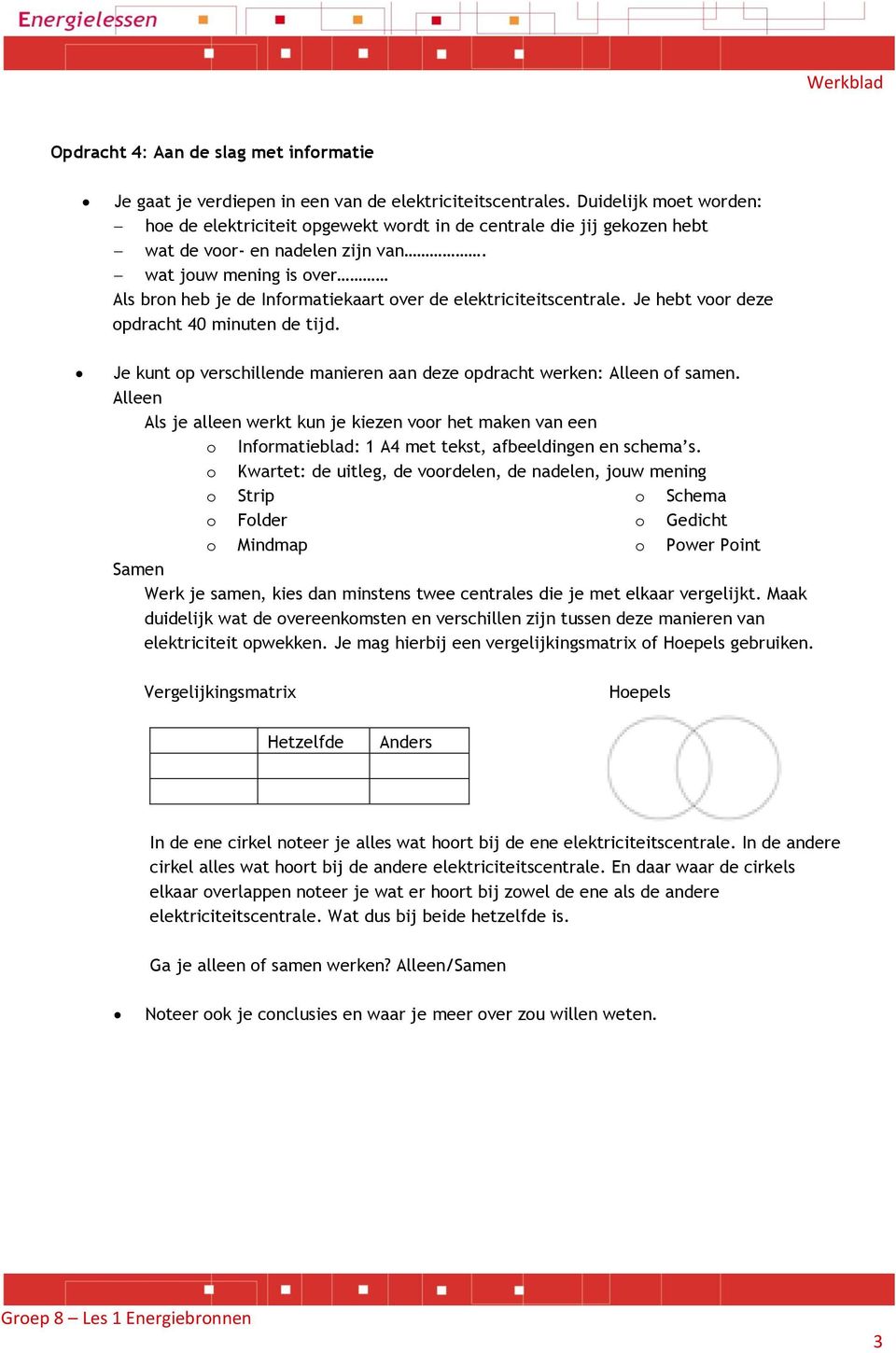 wat jouw mening is over Als bron heb je de Informatiekaart over de elektriciteitscentrale. Je hebt voor deze opdracht 40 minuten de tijd.