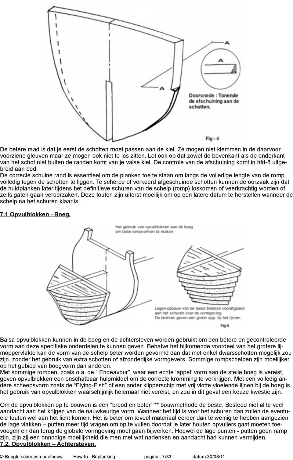 De correcte schuine rand is essentieel om de planken toe te staan om langs de volledige lengte van de romp volledig tegen de schotten te liggen.