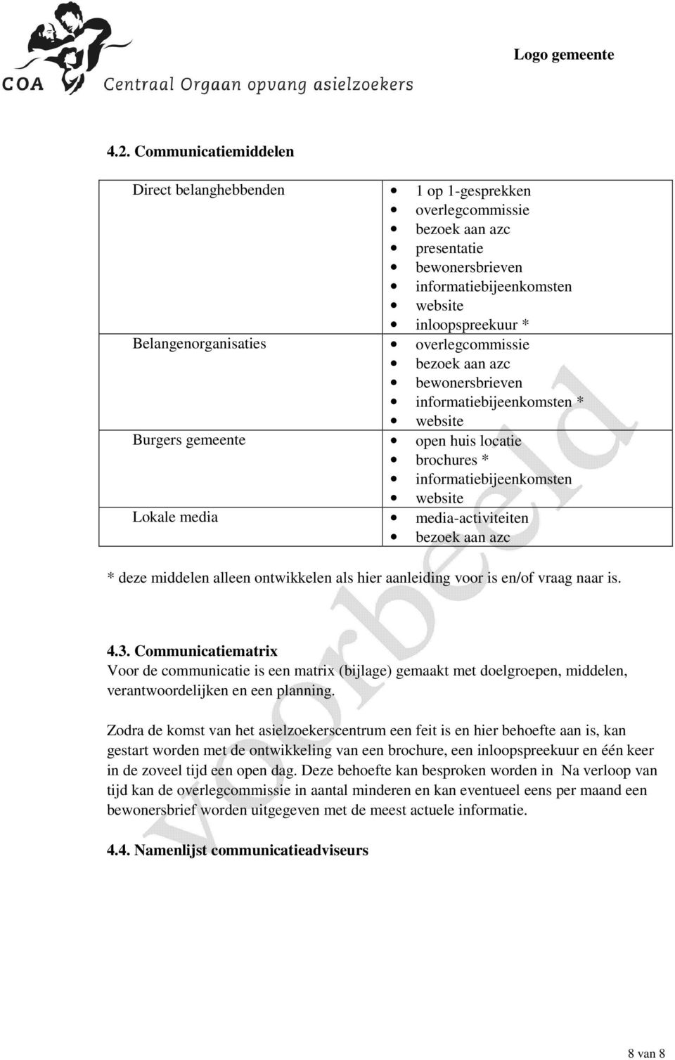 aan azc * deze middelen alleen ontwikkelen als hier aanleiding voor is en/of vraag naar is. 4.3.