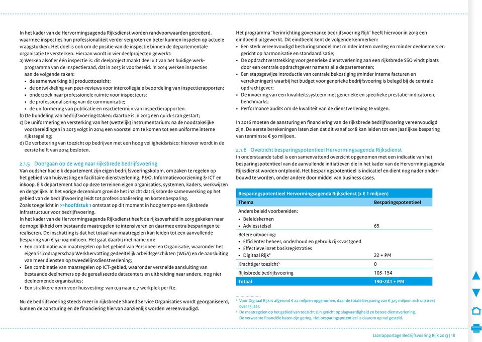 Hieraan wordt in vier deelprojecten gewerkt: a) Werken alsof er één inspectie is: dit deelproject maakt deel uit van het huidige werkprogramma van de Inspectieraad, dat in 2013 is voorbereid.