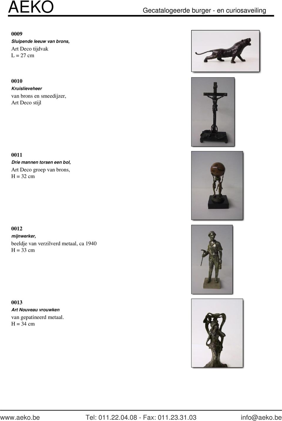 Deco groep van brons, H = 32 cm 0012 mijnwerker, beeldje van verzilverd