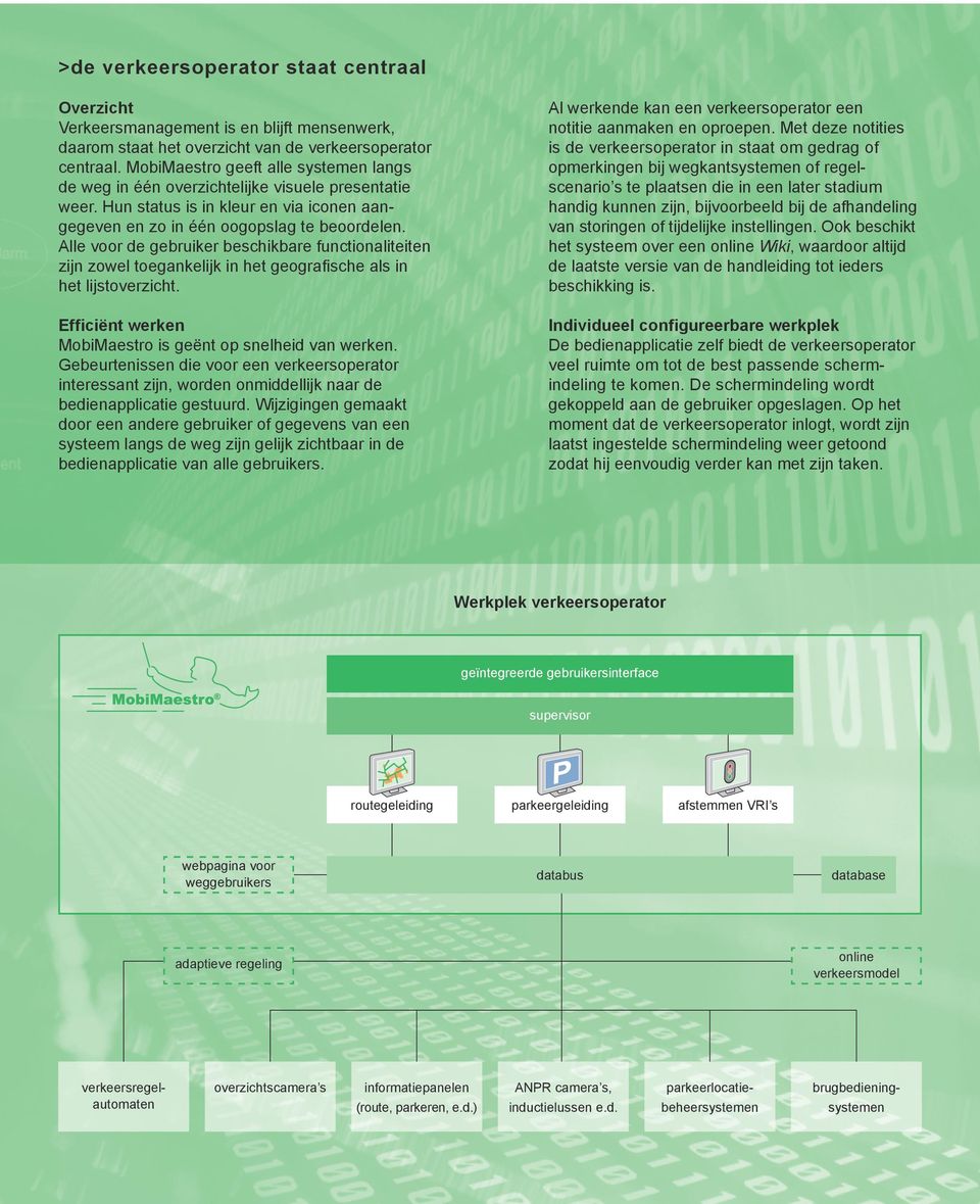 Alle voor de gebruiker beschikbare functionaliteiten zijn zowel toegankelijk in het geografische als in het lijstoverzicht. Efficiënt werken MobiMaestro is geënt op snelheid van werken.