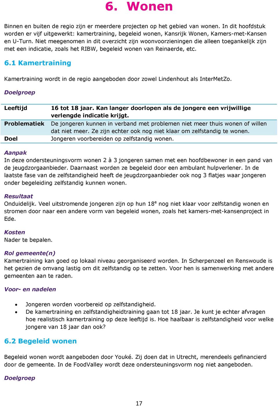 Niet meegenomen in dit overzicht zijn woonvoorzieningen die alleen toegankelijk zijn met een indicatie, zoals het RIBW, begeleid wonen van Reinaerde, etc. 6.