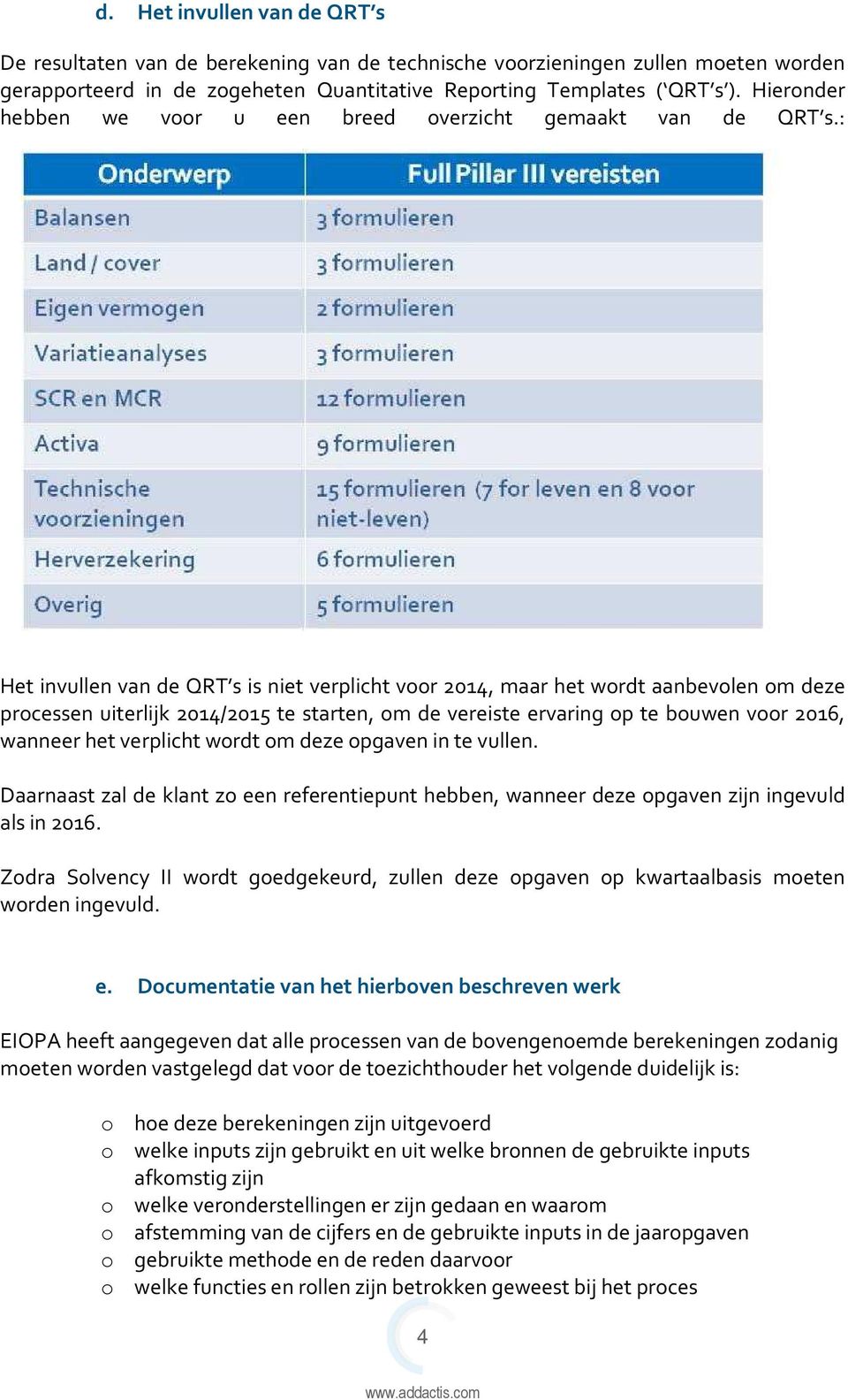 : Het invullen van de QRT s is niet verplicht voor 2014, maar het wordt aanbevolen om deze processen uiterlijk 2014/2015 te starten, om de vereiste ervaring op te bouwen voor 2016, wanneer het