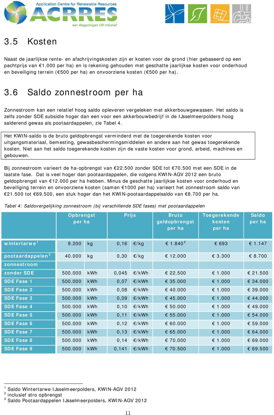 6 Saldo zonnestroom per ha Zonnestroom kan een relatief hoog saldo opleveren vergeleken met akkerbouwgewassen.