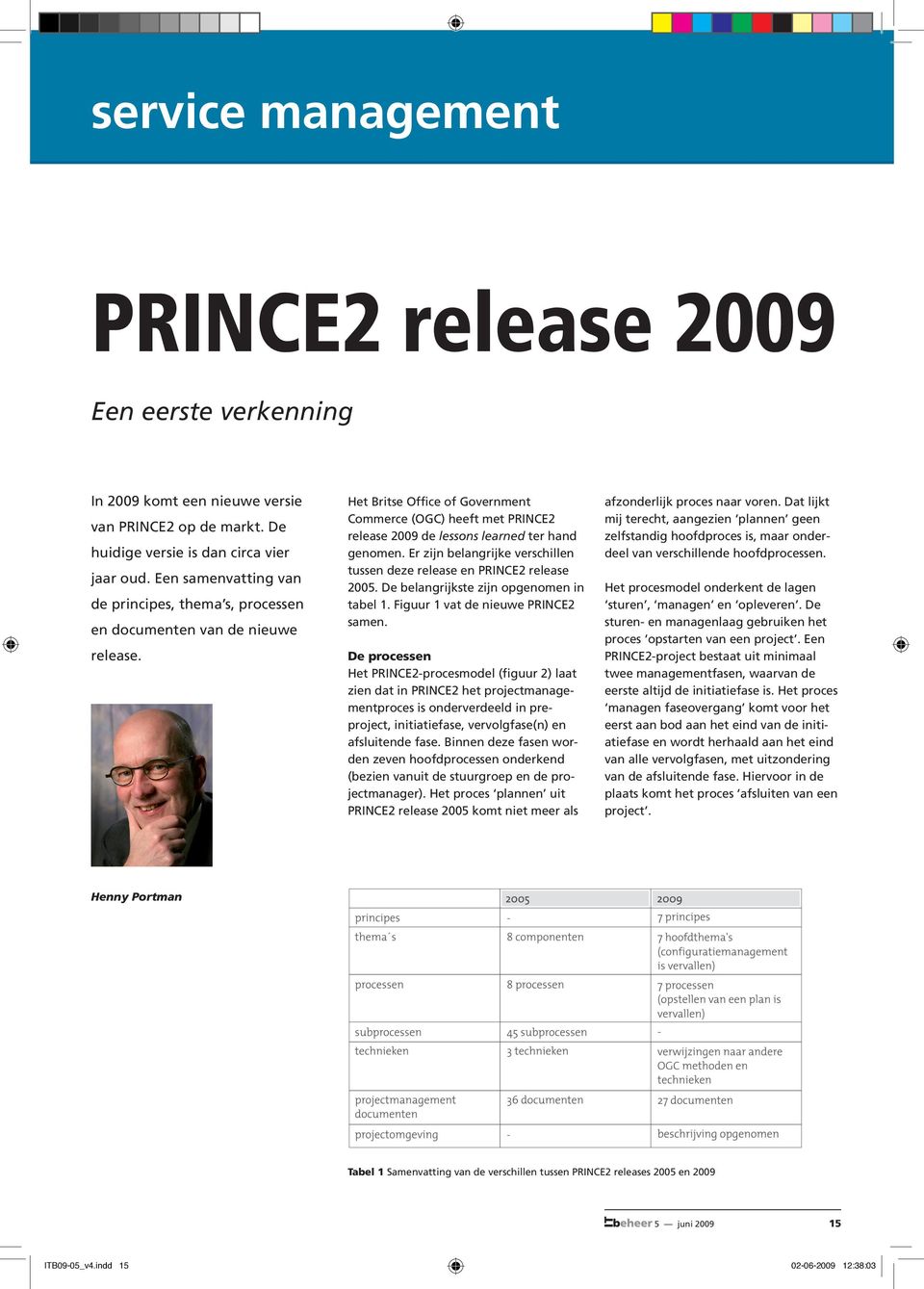 Het Britse Office of Government Commerce (OGC) heeft met PRINCE2 release 2009 de lessons learned ter hand genomen. Er zijn belangrijke verschillen tussen deze release en PRINCE2 release 2005.