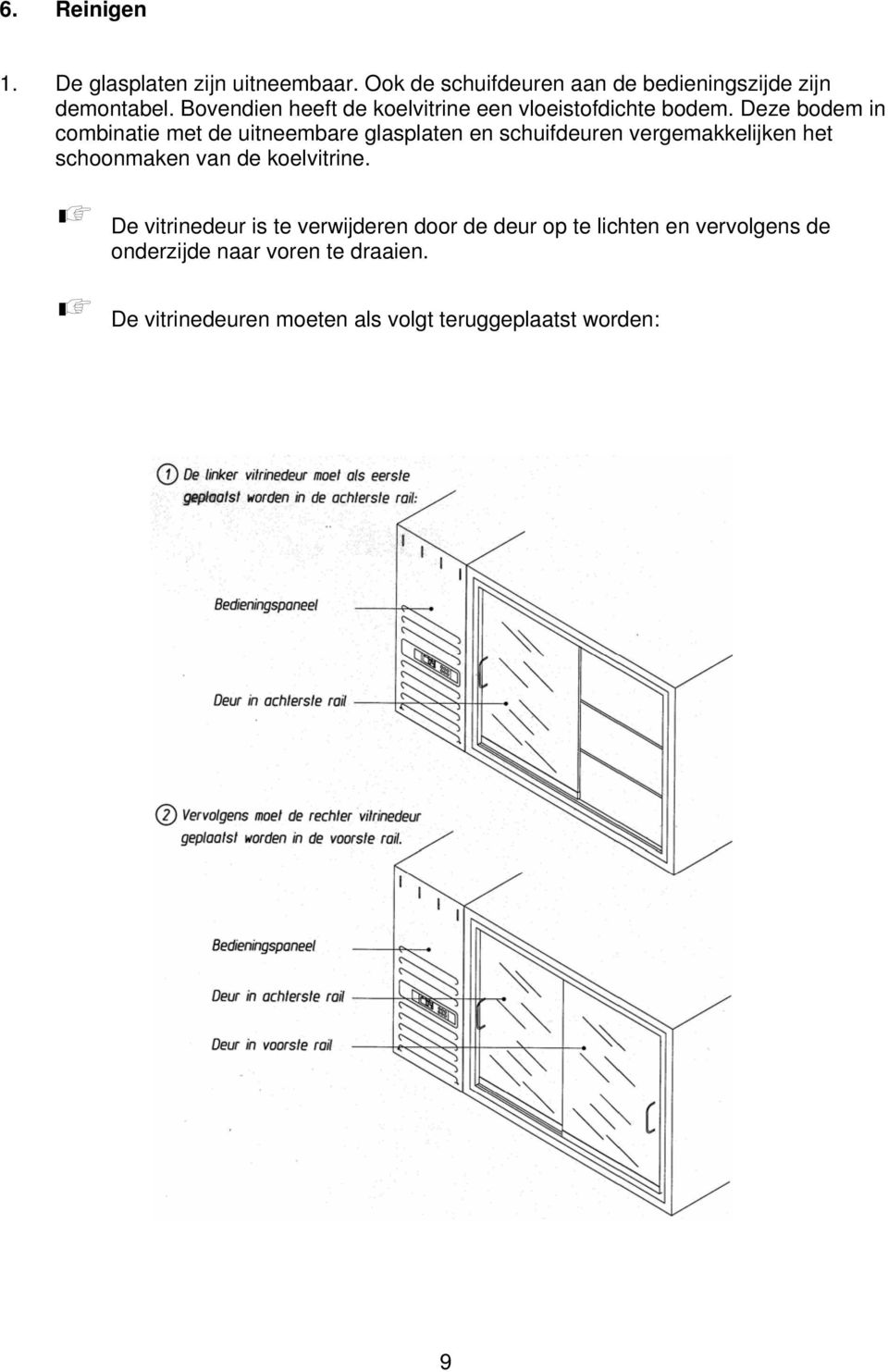 Deze bodem in combinatie met de uitneembare glasplaten en schuifdeuren vergemakkelijken het schoonmaken van de