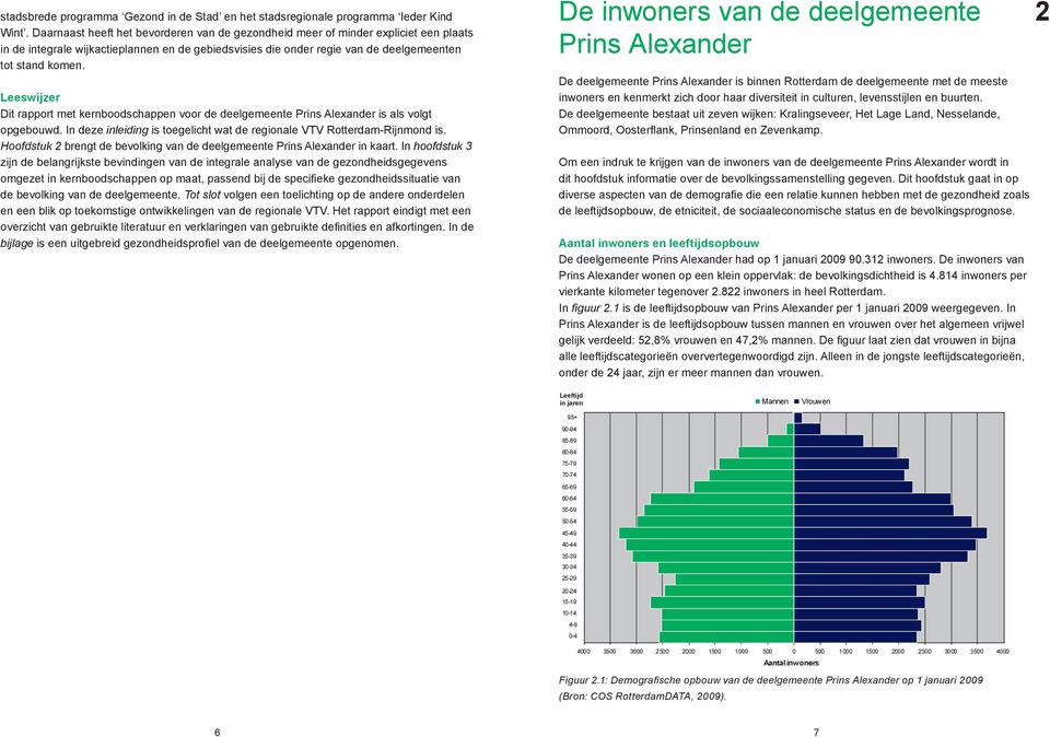 Leeswijzer Dit rapport met kernboodschappen voor de deelgemeente Prins Alexander is als volgt opge bouwd. In deze inleiding is toegelicht wat de regionale VTV Rotterdam-Rijnmond is.