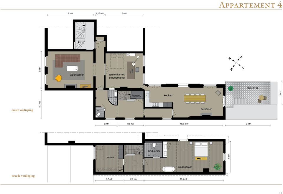 berging keuken eetkamer 3 mtr 3 mtr 3,5 mtr 10,5 mtr 6 mtr badkamer