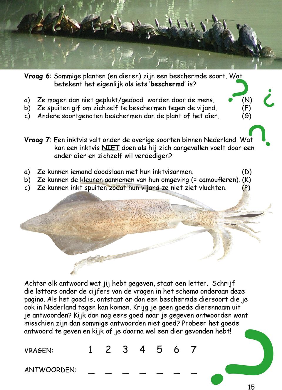 (G) Vraag 7: Een inktvis valt onder de overige soorten binnen Nederland.