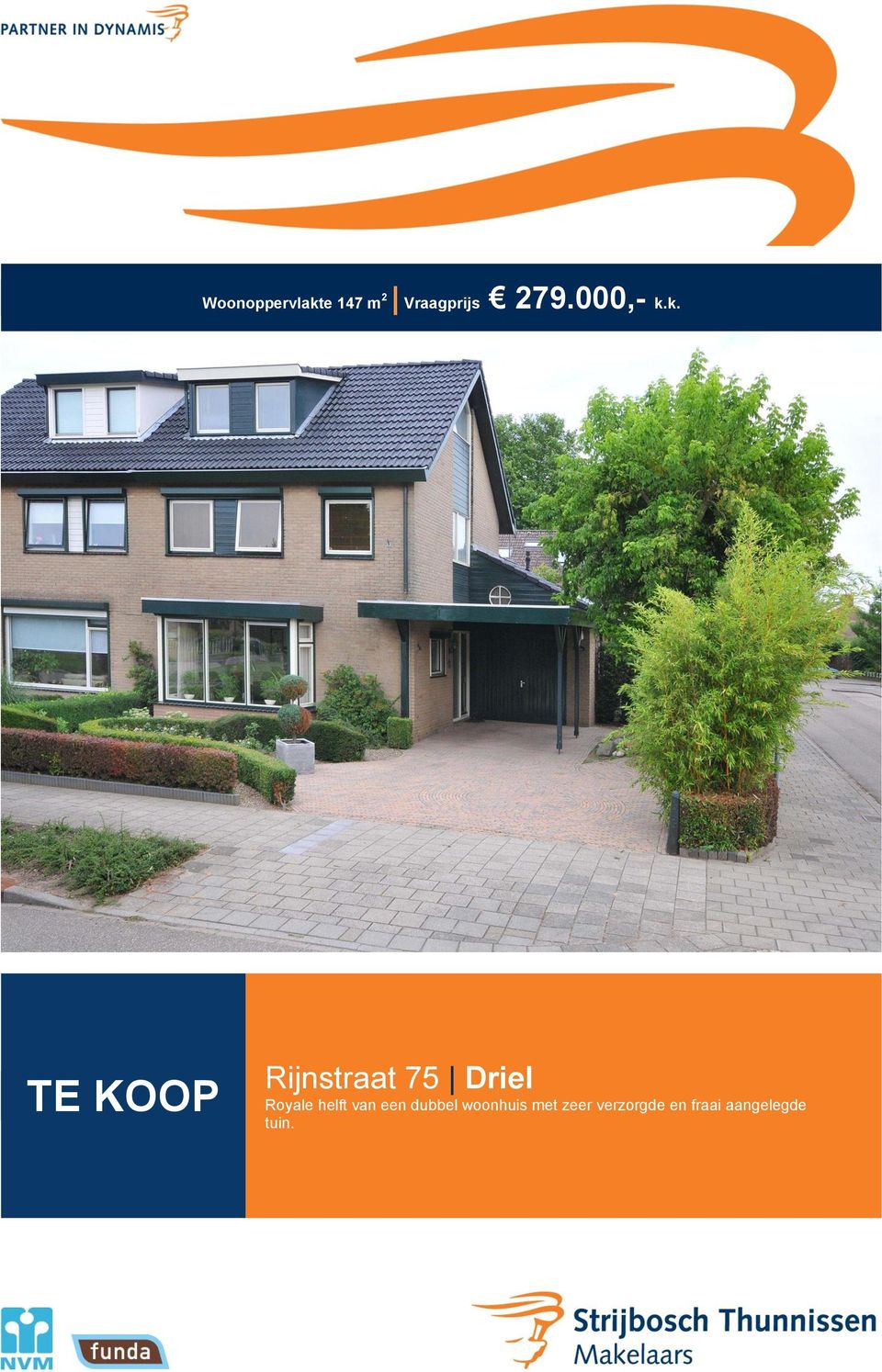 k. TE KOOP Rijnstraat 75 Driel Royale