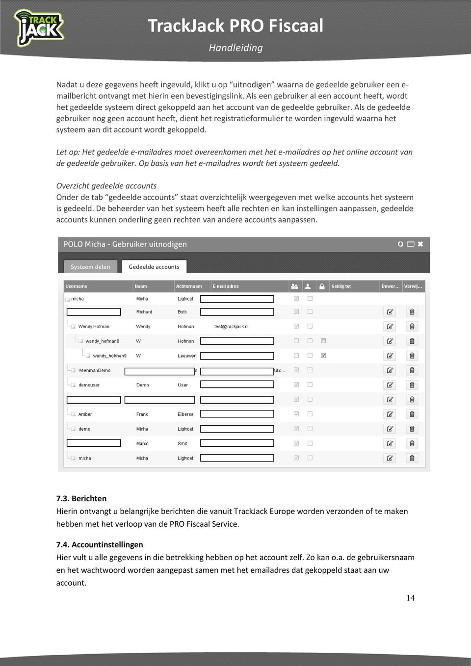 Als de gedeelde gebruiker nog geen account heeft, dient het registratieformulier te worden ingevuld waarna het systeem aan dit account wordt gekoppeld.