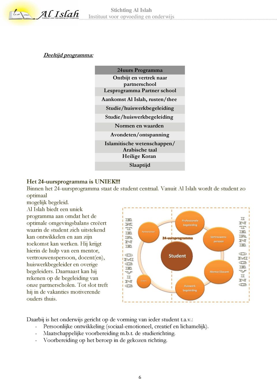 Vanuit Al Islah wordt de student zo optimaal mogelijk begeleid.