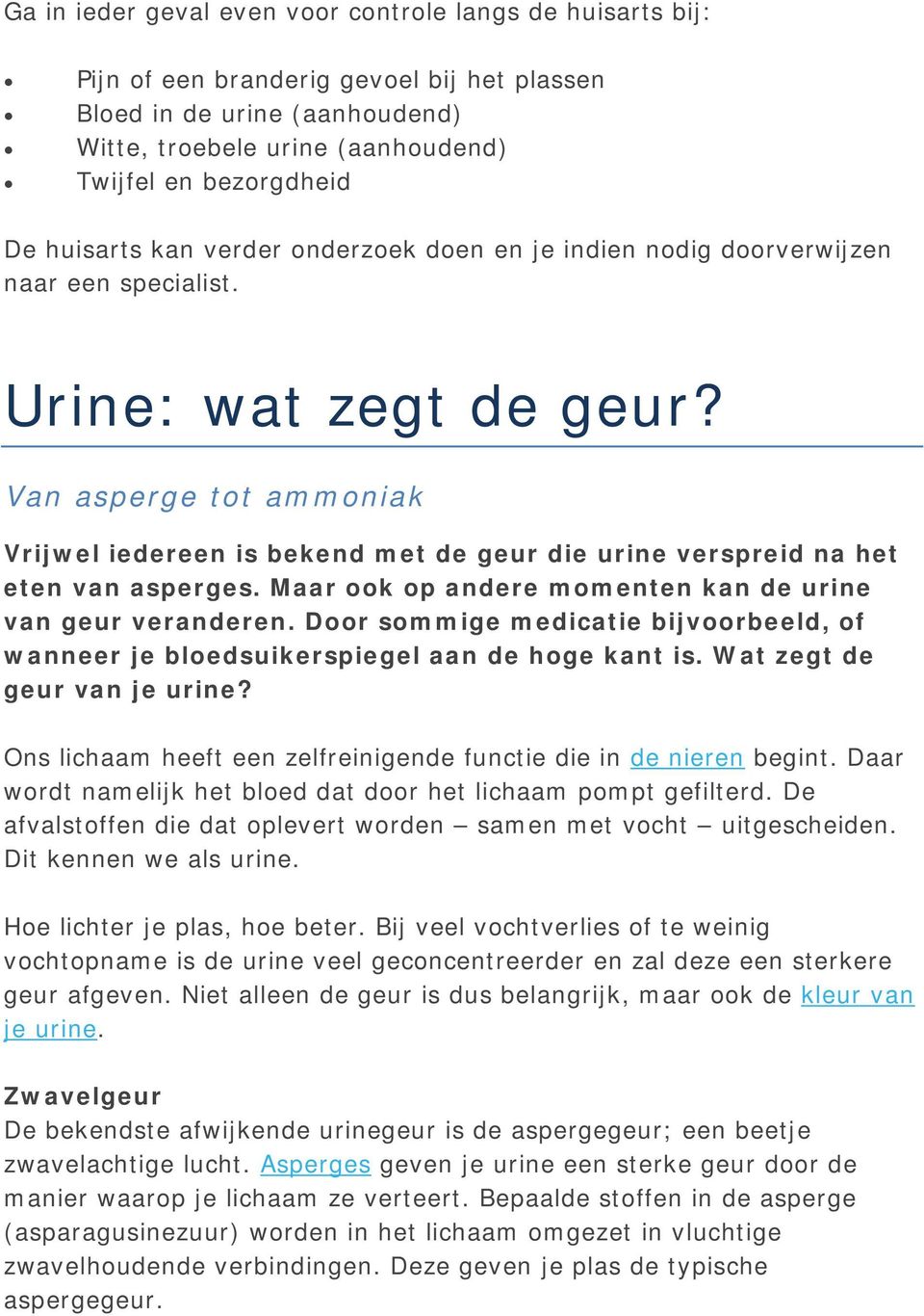De geur en kleur van je urine. Franca van Dalen schreef er twee artikelen  over op gezondheidsnet. - PDF Free Download