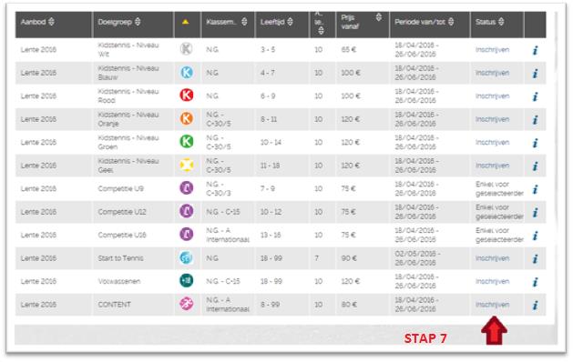 Stap 6: Scroll naar beneden tot u, rechtsonder, Lessen en stages ziet