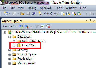 Als de database gekoppeld is in SQL Server Management Studio kunt u vervolgens met het DAS programma de verbinding