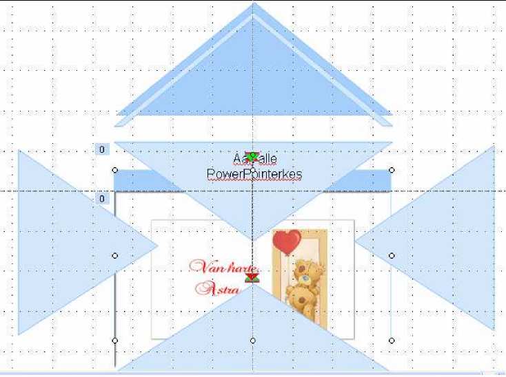 Handleiding Envelop - PowerPoint 2003 Hieronder een screenshot van de uiteengetrokken envelop. Je ziet dat deze uit 5 gelijkbenige driehoeken bestaat + een rechthoek of vierkant.