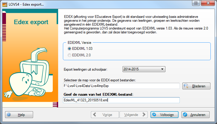 6.4 Beheer Exporteren Schooladministratie (EDEX) U kunt niet alleen EDEX importeren, maar ook EDEX exporteren via de functie Beheer - Exporteren - Schooladministratie (EDEX).