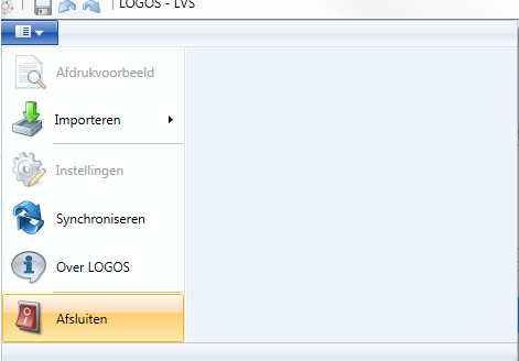 Schermafbeelding 12. Afsluiten via het menu.
