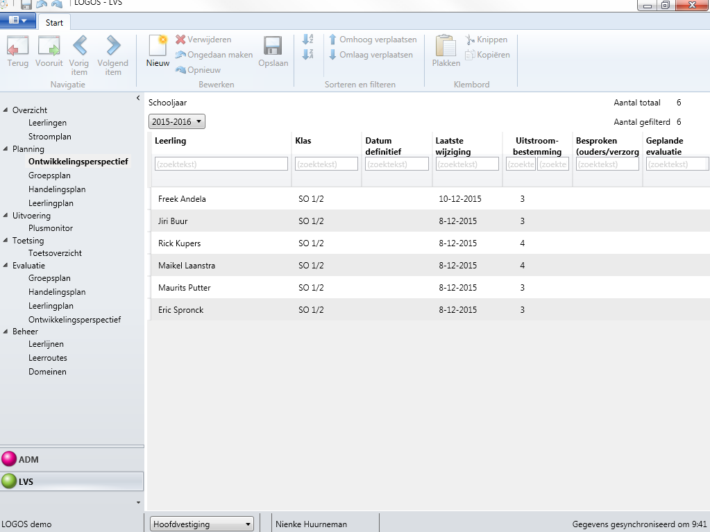 9 Planning In dit hoofdstuk leest u welke handelingen u in LVS van LOGOS dient uit te voeren om uw onderwijs te plannen. 9.