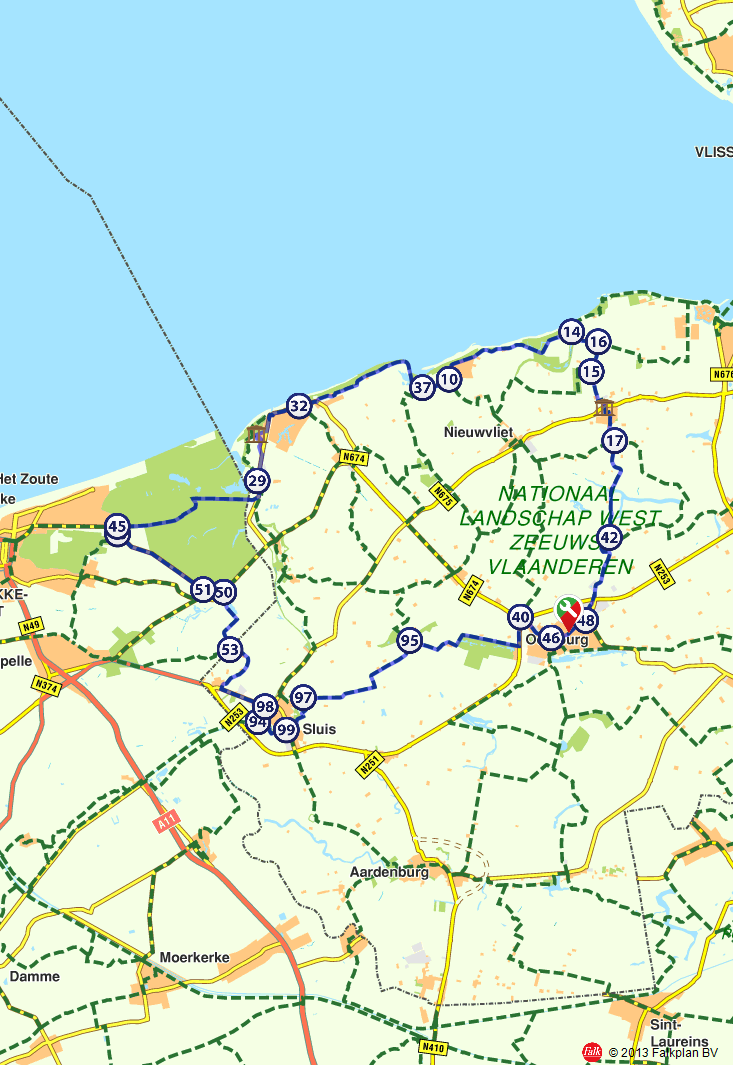 Vind de mooiste fietsroutes op Fietsroute Oostburg, Sluis en Cadzand-Bad -  PDF Gratis download