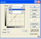 11 Selecteer Curven Selecteer als kanaal: Rood Duw de curve een klein beetje naar boven om de rode