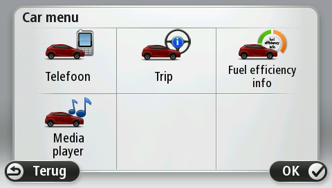 Het Car Menu ziet er als volgt uit voor de verschillende automerken: Telefoon Je kunt je Blue&Me-TomTom 2-navigatiesysteem gebruiken om handsfree gesprekken te beheren.