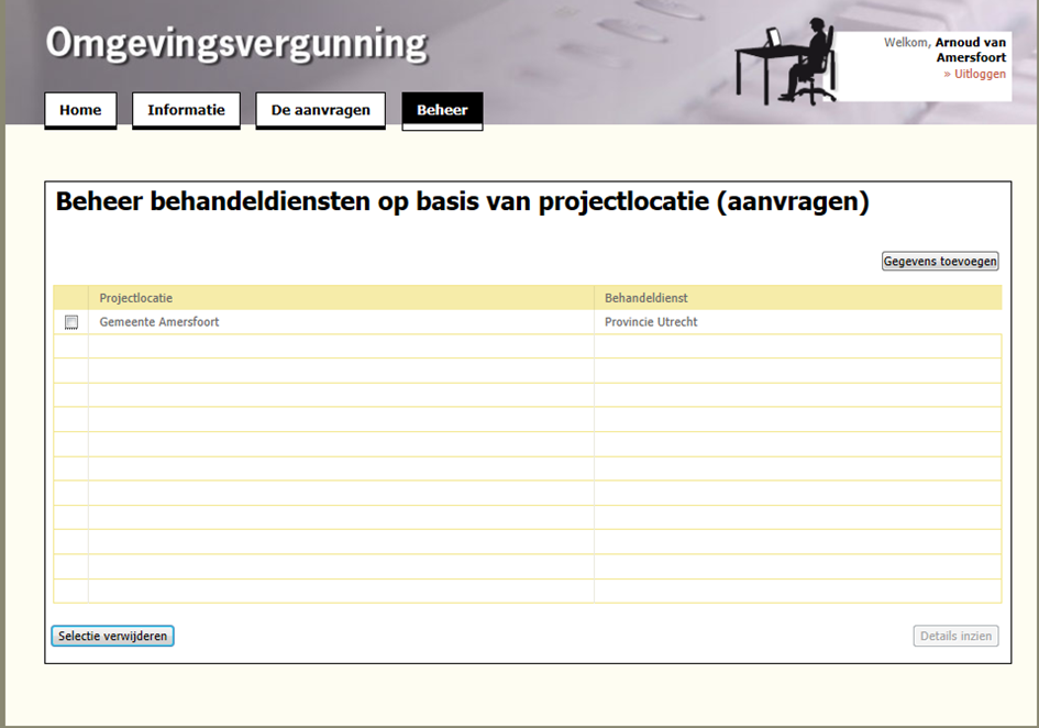 Deel 2: Omgevingsloket online beheren Het contact verloopt via de uitvoerder en het bevoegd gezag ontvangt geen notificatie van de aanvraag. 7. De gegevens verschijnen in het overzicht.