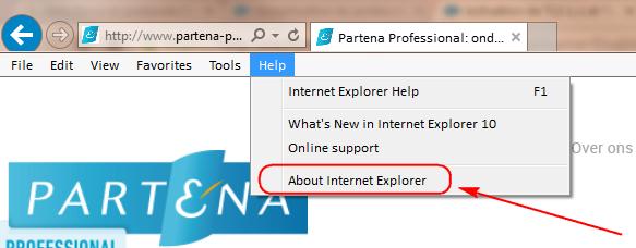 HOE KAN U DE VERSIE VAN UW BROWSER BEPALEN? Internet Explorer Klik op 'Help' in het contextmenu.
