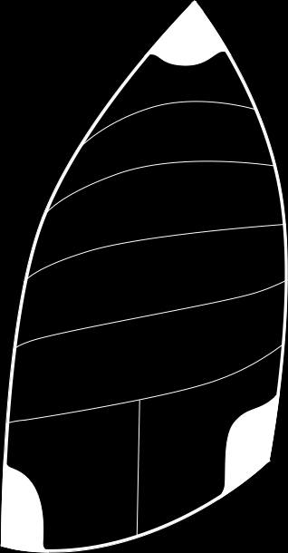 O ring in de top Waaiervormige radiale hoekverstevigingen met dacron onder lagen Een rij triple stitch stiksels bij iedere naad Reguleerlijnen