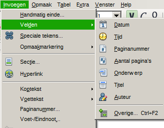 Kennismaken met velden Velden zijn uiterst nuttige functionaliteiten in Writer.