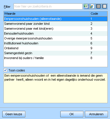 Indien de lijst met onderwerpen te lang is, kunt u makkelijk zoeken naar het gewenste onderwerp door achter het veld Filter het onderwerp (of een gedeelte ervan) te typen.