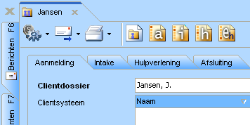 Door met de muis te dubbelklikken op de betreffende casus kunt u deze openen. In bovenstaande afbeelding is te zien dat er twee typen casussen zijn aangemaakt op deze cliënt.