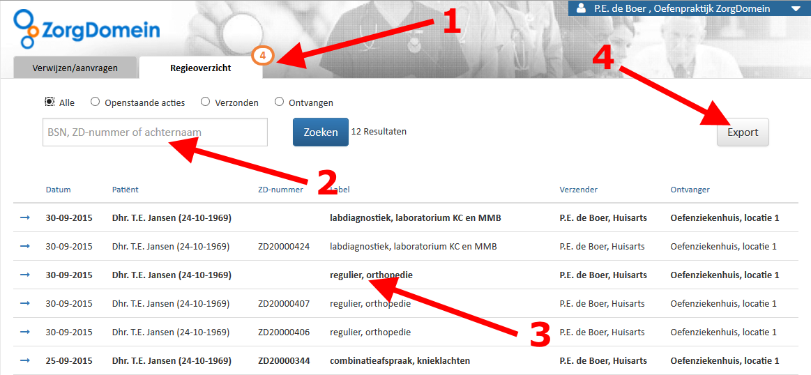 Tip 8. Duidelijk overzicht op openstaand en afgerond werk in het Regieoverzicht Naast het tabblad Verwijzen/aanvragen staat het tabblad Regieoverzicht [1].