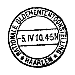 HAARLEM Provincie Noord-Holland HAARLEM Nationale Bloemententoonstelling 1910 Mededeeling No 1496 s van 17 maart 1910: Op het terrein van de Nationale Bloemententoonstelling, welke van 23 Maart tot