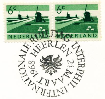 Gebruiksperiode van dinsdag 27 april 1965 tot en met woensdag 5 mei 1965. HEERLEN Internationale Ruildag Interphil 1968 Dienstorder No H.